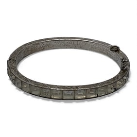 12k Gold Filled Hinge Bracelet With Rhinestones