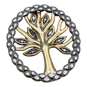 Sterling Silver Gold Tone Tree Pendant