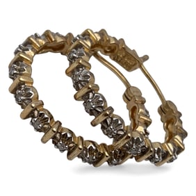 Sterling Silver Gold Tone Earrings W Stones