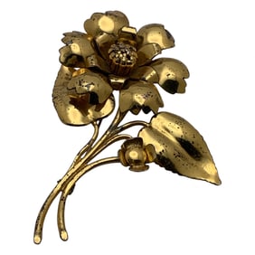 Sterling Silver Gold Tone Floral Brooch