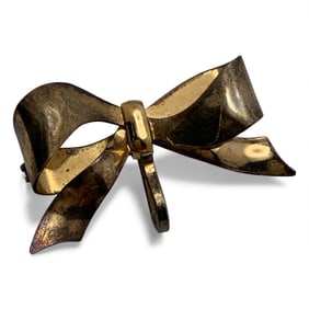 12k Gold Filled On Sterling Bow Pin