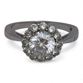 Sterling Silver Ring With Clear Stones