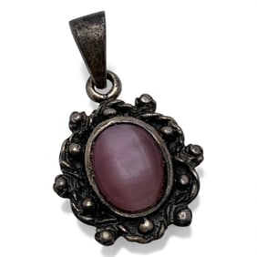 Sterling Silver & Pink Stone Pendant
