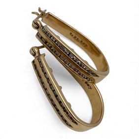 Pair Of 14k Yellow Gold & Diamond Earrings