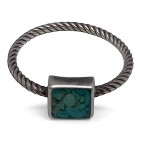 Sterling Silver Ring With Blue Stones