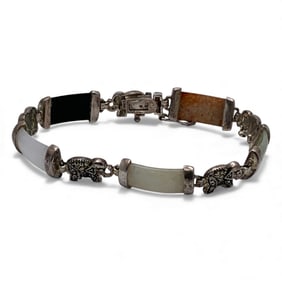 Sterling Marcasite & Hard Stone Bracelet