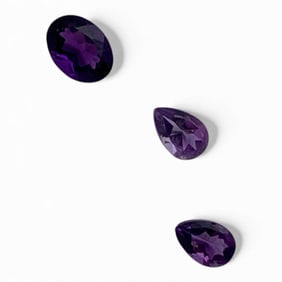 Group Of 3 Purple Amethyst Gemstones