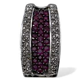 Sterling & Diamond Pendant With Pink Stones