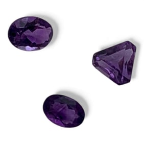Group Of 3 Purple Amethyst Gemstones