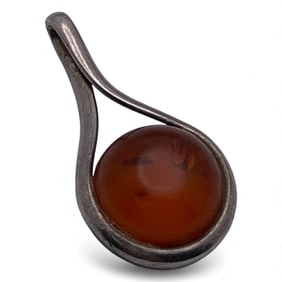 Sterling Silver & Amber Pendant