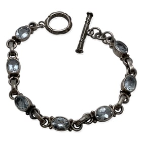 Silver Bracelet With Clear Stones