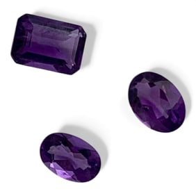 Group Of 3 Purple Amethyst Gemstones