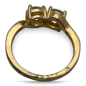 Sterling Gold Tone Ring With Clear Stones