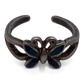 Sterling Silver Enameled Butterfly Ring