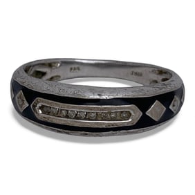 Sterling Enameled Ring With Stones