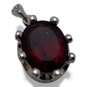 Sterling Silver Pendant With Red Stone