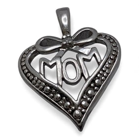 Sterling Silver Heart Pendant. Mom