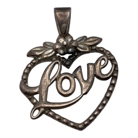Sterling Silver Heart Pendant, Love