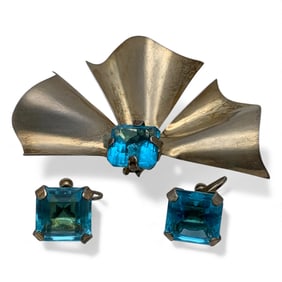 Sterling Silver & Blue Rhinestone Set