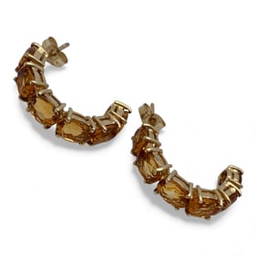 Pair Of 14k Yellow Gold & Citrine Earrings