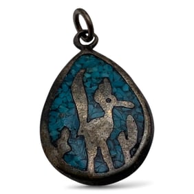 Silver Pendant With Blue Stones