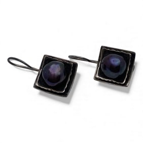 Pair Of Sterling Silver & Pearl Earrings