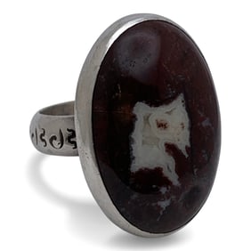 Large Sterling Silver & Hard Stone Ring