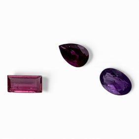 Group Of 3 Purple Tourmaline Gemstones