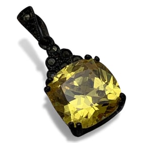 Sterling Marcasite & Yellow Stone Pendant