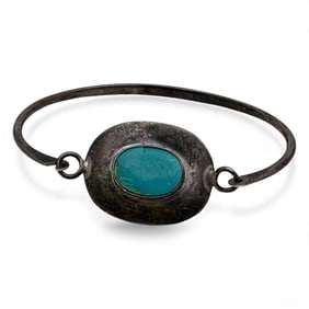 Sterling Silver Bracelet With Blue Stone