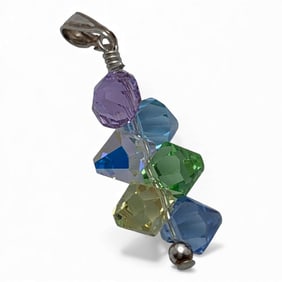 Sterling Silver Pendant With Colored Glass Stones