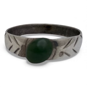 Silver Ring With Green Stone