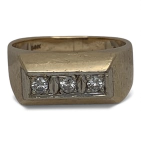 14k Gold Ring With Three Diamonds