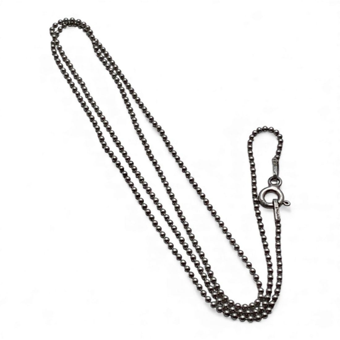 Sterling Silver Beaded Necklace: Marked 925 - 18 1/8" Long - 2.3 Grams