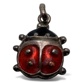 Silver Enameled Lady Bug Charm