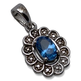 Sterling Silver & Blue Stone Pendant
