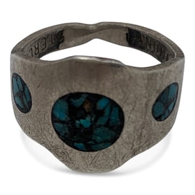 Sterling Silver Ring W Blue Stones