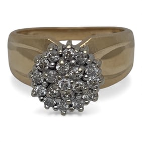14k Gold And Diamond Cluster Ring