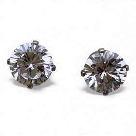 Pair Of Sterling Silver & Clear Stone Earrings