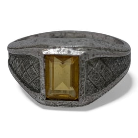 Sterling Silver Ring W Orange Stone