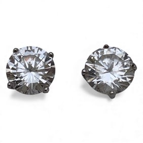 Pair Of Silver & Clear Stone Earrings