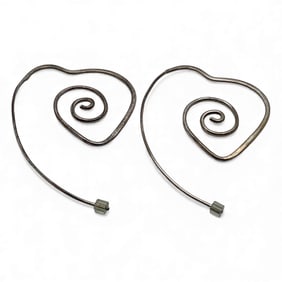 Mexico Sterling Silver Heart Earrings