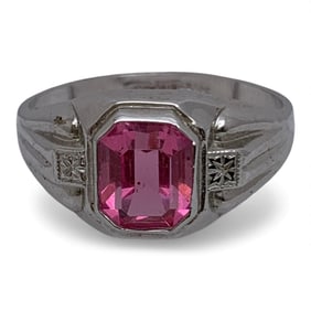 Sterling Silver Ring W Pink Stone