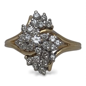 14k Yellow Gold & Diamond Cluster Ring