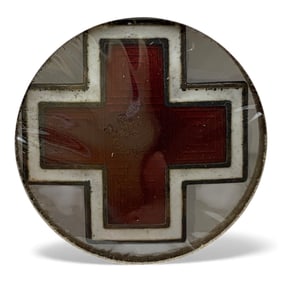 Sterling Silver Enameled Red Cross Pin