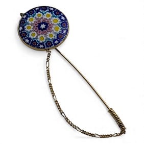 Sterling Gold Tone Millefiori Stick Pin