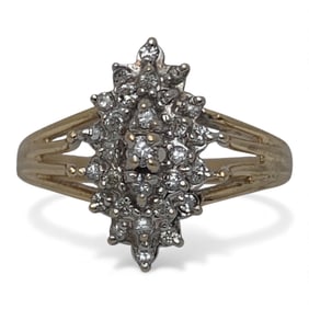 14k Yellow Gold & Diamond Cluster Ring