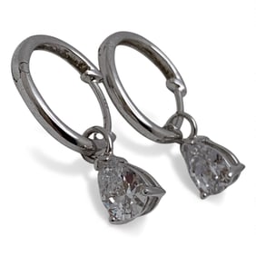 Pair Of Sterling Silver & Clear Stone Earrings