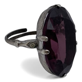 Sterling Silver Ring With Large Purple Stone