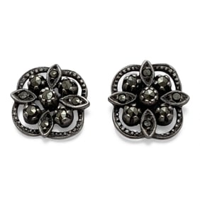 Pair Of Silver & Marcasite Earrings
